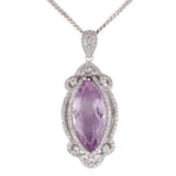 APP: 3.4k *18.64ct Amethyst and 3.50ctw White Sapphire 925 Silver Pendant/Necklace (Vault_R12 7165)