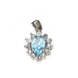 APP: 0.5k Fine Jewelry Designer Sebastian, 2.20CT Blue and White Topaz Sterling Silver Pendant