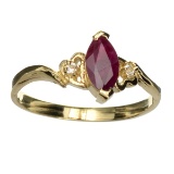 APP: 0.8k 14KT. Gold, 0.70CT Marquise Cut Ruby And White Sapphire Ring
