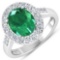 APP: 14.3k Gorgeous 14K White Gold 1.86CT Oval Cut Zambian Emerald and White Diamond Ring - Great In