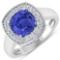 APP: 10.7k Gorgeous 14K White Gold 1.86CT Cushion Cut Tanzanite and White Diamond Ring - Great Inves