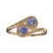 Designer Sebastian 14KT. Gold 0.42CT Pear Cut Tanzanite and 0.14CT Round Brilliant Cut Diamond Ring