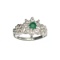 APP: 0.6k Fine Jewelry 0.90CT Round Cut Green Emerald And White Sapphire Sterling Silver Ring