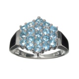 APP: 1k Fine Jewelry 1.50CT Round Cut Light Blue Topaz And Platinum Over Sterling Silver Ring