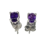 APP: 0.4k 0.85CT Oval Cut Amethyst Solitaire Sterling Silver Earrings