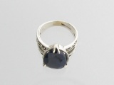 APP: 1.8k Fine Jewelry Designer Sebastian 6.76CT Blue Sapphire and Sterling Silver Ring