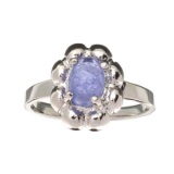 APP: 1k Fine Jewelry 1.00CT Oval Cut Cabochon Tanzanite  And Platinum Over Sterling Silver Ring