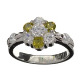 Designer Sebastian 1.34CT Round Cut Swiss Cubic Zirconia And Platinum Over Sterling Silver Ring