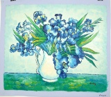 Oil Painting On Canvas - Blue Flowers in a Vase- 23.5x27