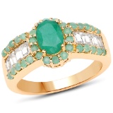 APP: 1k 1.47CT Oval Cut Emerald and White Topaz Sterling Silver Ring - Great Investment - Fascinatin