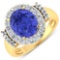 APP: 16.3k Gorgeous 14K Yellow Gold 3.21CT Oval Cut Tanzanite and White Diamond Ring - Great Investm