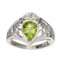 APP: 0.5k Fine Jewelry Designer Sebastian, Pear Cut 1.12CT Peridot And Sterling Silver Ring