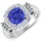 APP: 12.5k Gorgeous 14K White Gold 1.86CT Cushion Cut Tanzanite and White Diamond Ring - Great Inves