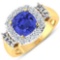 APP: 12.4k Gorgeous 14K Yellow Gold 1.86CT Cushion Cut Tanzanite and White Diamond Ring - Great Inve