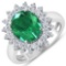 APP: 21.4k Gorgeous 14K White Gold 2.81CT Oval Cut Zambian Emerald and White Diamond Ring - Great In