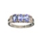 Fine Jewelry 1.40CT Oval Cut Tanzanite And White Sapphire Sterling Silver Ring