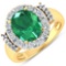 APP: 21.4k Gorgeous 14K Yellow Gold 2.81CT Oval Cut Zambian Emerald and White Diamond Ring - Great I