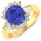 APP: 14.4k Gorgeous 14K Yellow Gold 2.41CT Round Cut Tanzanite and White Diamond Ring - Great Invest