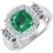 APP: 15.8k Gorgeous 14K White Gold 1.86CT Cushion Cut Zambian Emerald and White Diamond Ring - Great