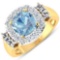APP: 10.4k Gorgeous 14K Yellow Gold 1.41CT Cushion Cut Aquamarine and White Diamond Ring - Great Inv