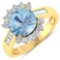 APP: 11.6k Gorgeous 14K Yellow Gold 2.61CT Round Cut Aquamarine and White Diamond Ring - Great Inves