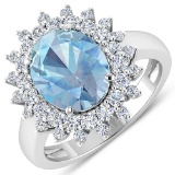 APP: 14.1k Gorgeous 14K White Gold 2.51CT Oval Cut Aquamarine and White Diamond Ring - Great Investm