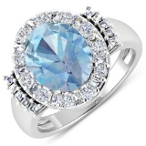 APP: 13.9k Gorgeous 14K White Gold 2.51CT Oval Cut Aquamarine and White Diamond Ring - Great Investm