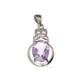 APP: 0.3k Fine Jewelry 2.18CT Purple Amethyst And White Sapphire Sterling Silver Pendant