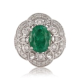 APP: 12.4k *2.78ct Emerald and 0.97ctw Diamond 18KT White Gold Ring (Vault_R12 23910)