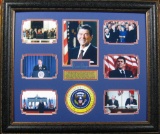 *Rare Ronald Reagan Tear Down this Wall Speech Museum Framed Collage - Plate Signed