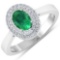 APP: 5.1k Gorgeous 14K White Gold 0.56CT Oval Cut Zambian Emerald and White Diamond Ring - Great Inv