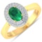 APP: 5.2k Gorgeous 14K Yellow Gold 0.56CT Oval Cut Zambian Emerald and White Diamond Ring - Great In