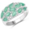 APP: 0.8k 1.33CT Marquise Cut Emerald and White Topaz Sterling Silver Ring - Great Investment - Supe