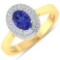 APP: 4.3k Gorgeous 14K Yellow Gold 0.61CT Oval Cut Tanzanite and White Diamond Ring - Great Investme
