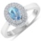 APP: 4.2k Gorgeous 14K White Gold 0.51CT Oval Cut Aquamarine and White Diamond Ring - Great Investme