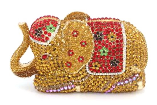*Rare Exquisite Swarovski Crystal Element Handbag by Christal Couture "Elephant Gold/Red (Your Majes