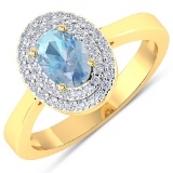 APP: 4.3k Gorgeous 14K Yellow Gold 0.51CT Oval Cut Aquamarine and White Diamond Ring - Great Investm