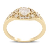 *0.50ct SI2 CLARITY CENTER Diamond 18K Yellow Gold Ring (0.68ctw Diamonds) (Vault_R12 22975)