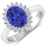 APP: 5.4k Gorgeous 14K White Gold 1.06CT Oval Cut Tanzanite and White Diamond Ring - Great Investmen