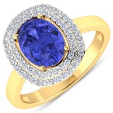 APP: 6k Gorgeous 14K Yellow Gold 1.31CT Oval Cut Tanzanite and White Diamond Ring - Great Investment