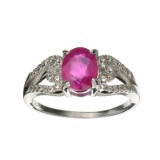 APP: 0.9k Fine Jewelry 1.70CT Ruby And Colorless Topaz Platinum Over Sterling Silver Ring