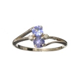 APP: 0.9k Fine Jewelry 0.50CT Round Cut Tanzanite And Topaz Platinum Over Sterling Silver Ring