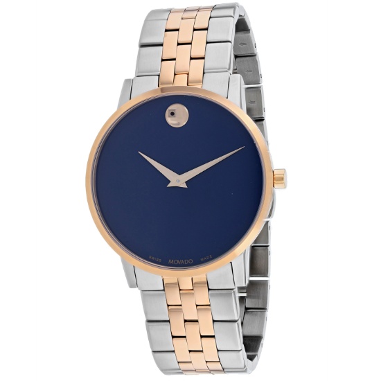 *Movado Men's Museum Round Stainless Steel Case Blue Dial Sapphire Push/Pull Quartz Watch (Vault_M)