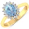 APP: 5.4k Gorgeous 14K Yellow Gold 1.21CT Oval Cut Aquamarine and White Diamond Ring - Great Investm