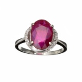 Fine Jewelry Designer Sebastian 3.57CT Ruby And Colorless Topaz Platinum Over Sterling Silver Ring