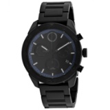 *Movado Men's Bold Round Stainless Steel Case Black Dial Sapphire Push/Pull Quartz Watch (Vault_M)