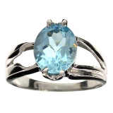 APP: 0.6k Fine Jewelry Designer Sebastian 5.20CT Oval Cut Blue Topaz and Sterling Silver Ring