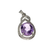 APP: 0.2k Fine Jewelry 8.40CT Purple Amethyst And White Sapphire Sterling Silver Pendant