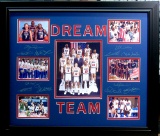 *Rare Dream Team U.S.A. Basketball Museum Framed Collage - Plate Signed