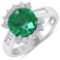 APP: 18.2k Gorgeous 14K White Gold 2.51CT Round Cut Zambian Emerald and White Diamond Ring - Great I